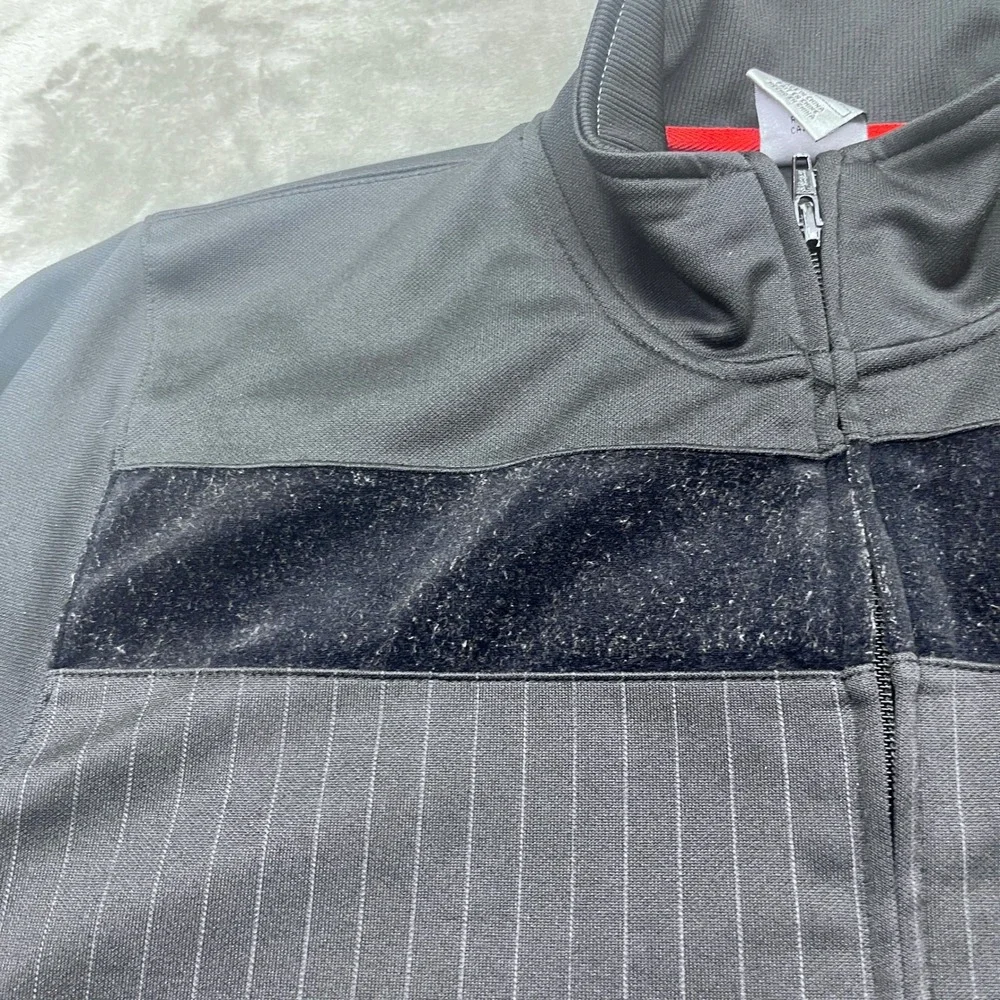 Jordan Track‎ Jacket Full Zip Black Pinstripe Velvet Logo Mens Large Grunge Boho